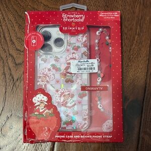 iPhone 13/14 Pro Max Case with Beaded Strap - Red and White